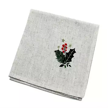 Peggy Wilkins Winter Wreath Set of 4 Embroidered Napkins | Kaleidoscope