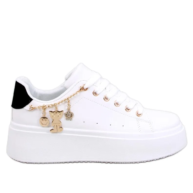 Platform sneakers with a pendant Larcome WHITE/BLACK