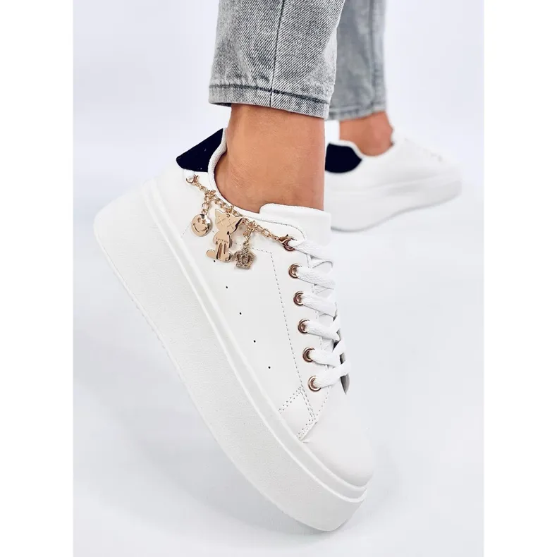 Platform sneakers with a pendant Larcome WHITE/BLACK