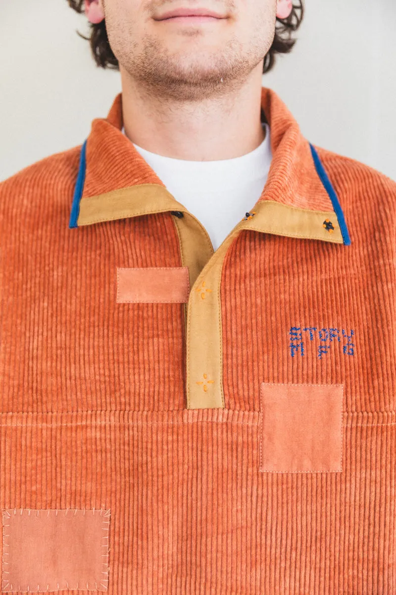 POLITE PULLOVER IN TERRACOTTA SCARECROW CORDUROY