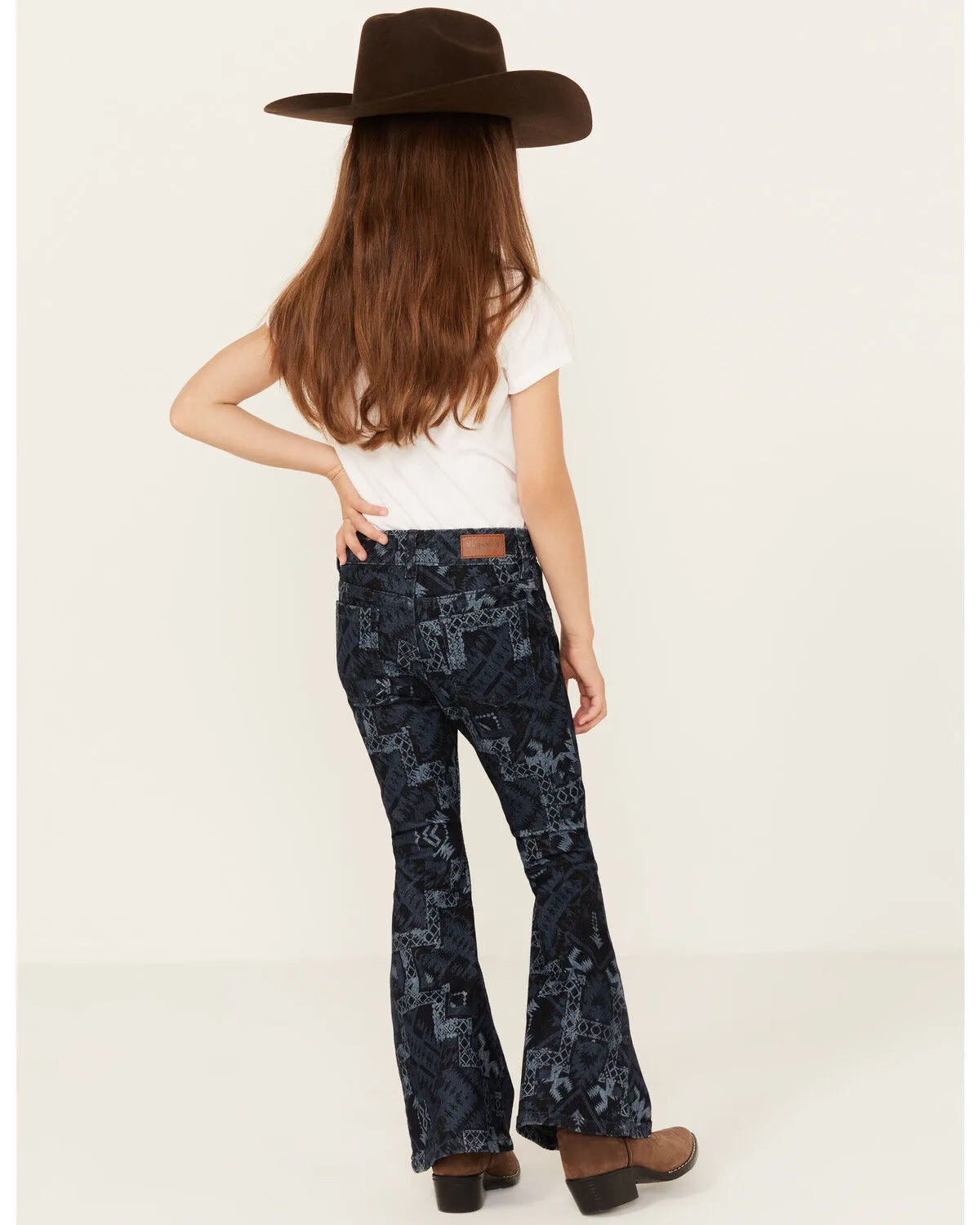 Product Name:  Shyanne Little Girls' Dark Wash Allover Printed Flare Jeans