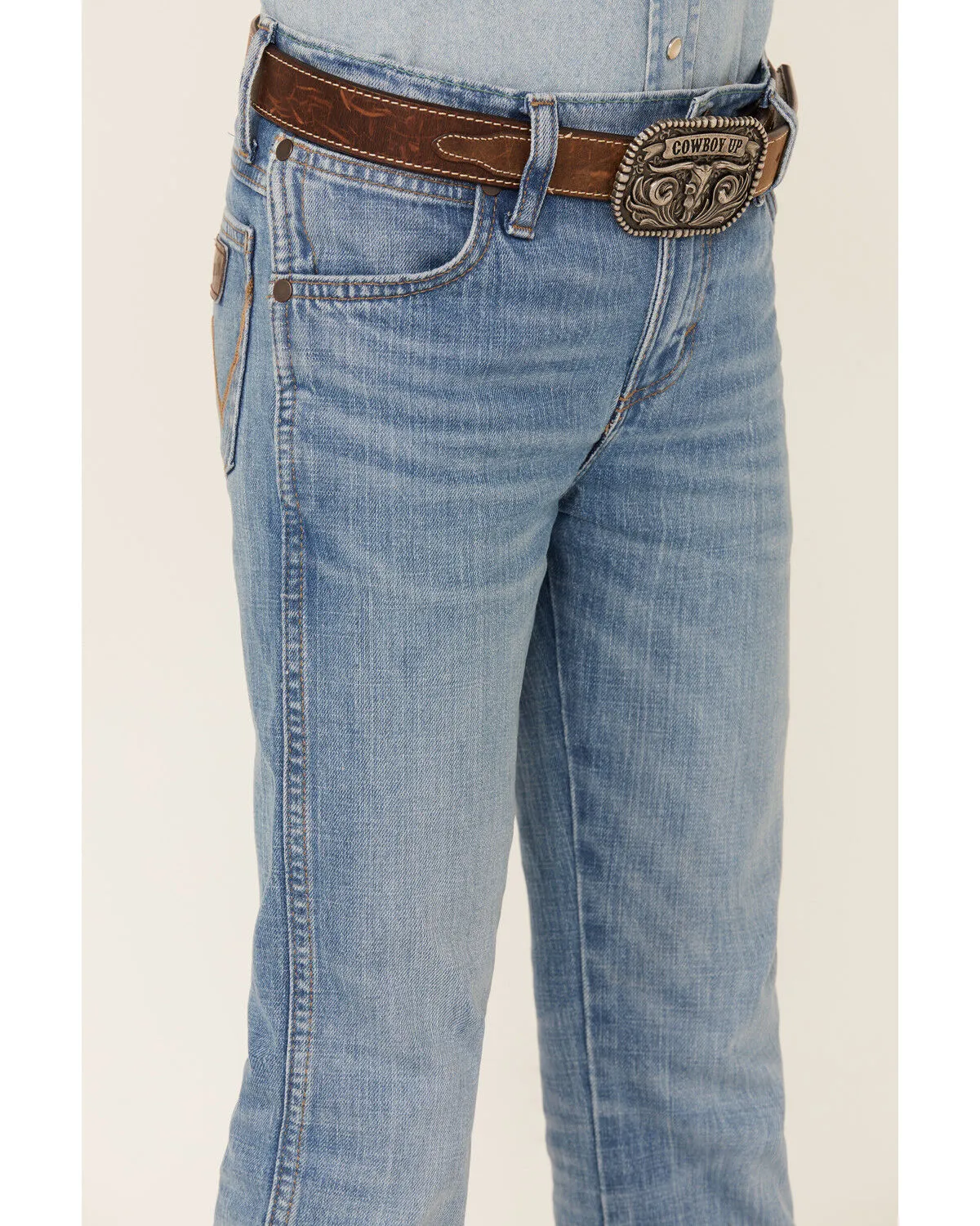 Product Name:  Wrangler Retro Boys' Applewood Medium Wash Slim Straight Stretch Denim Jeans