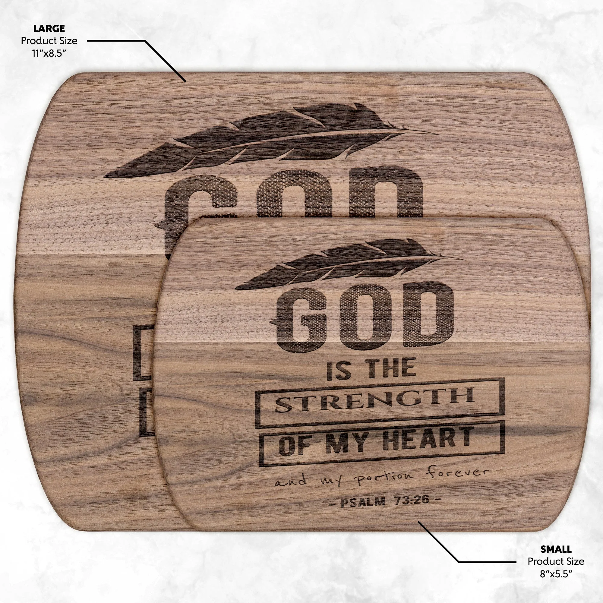 Products Bible Verse Hardwood Oval Cutting Board - God Is The Strength Of My Heart ~Psalm 73:26~ Design 13