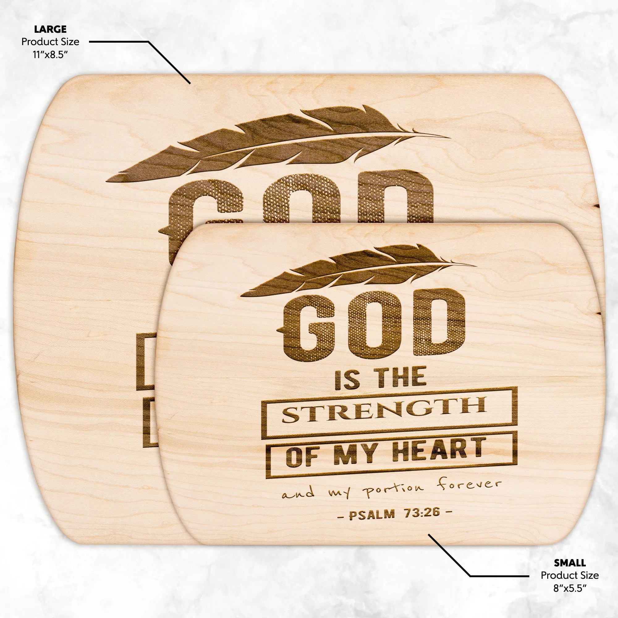 Products Bible Verse Hardwood Oval Cutting Board - God Is The Strength Of My Heart ~Psalm 73:26~ Design 13