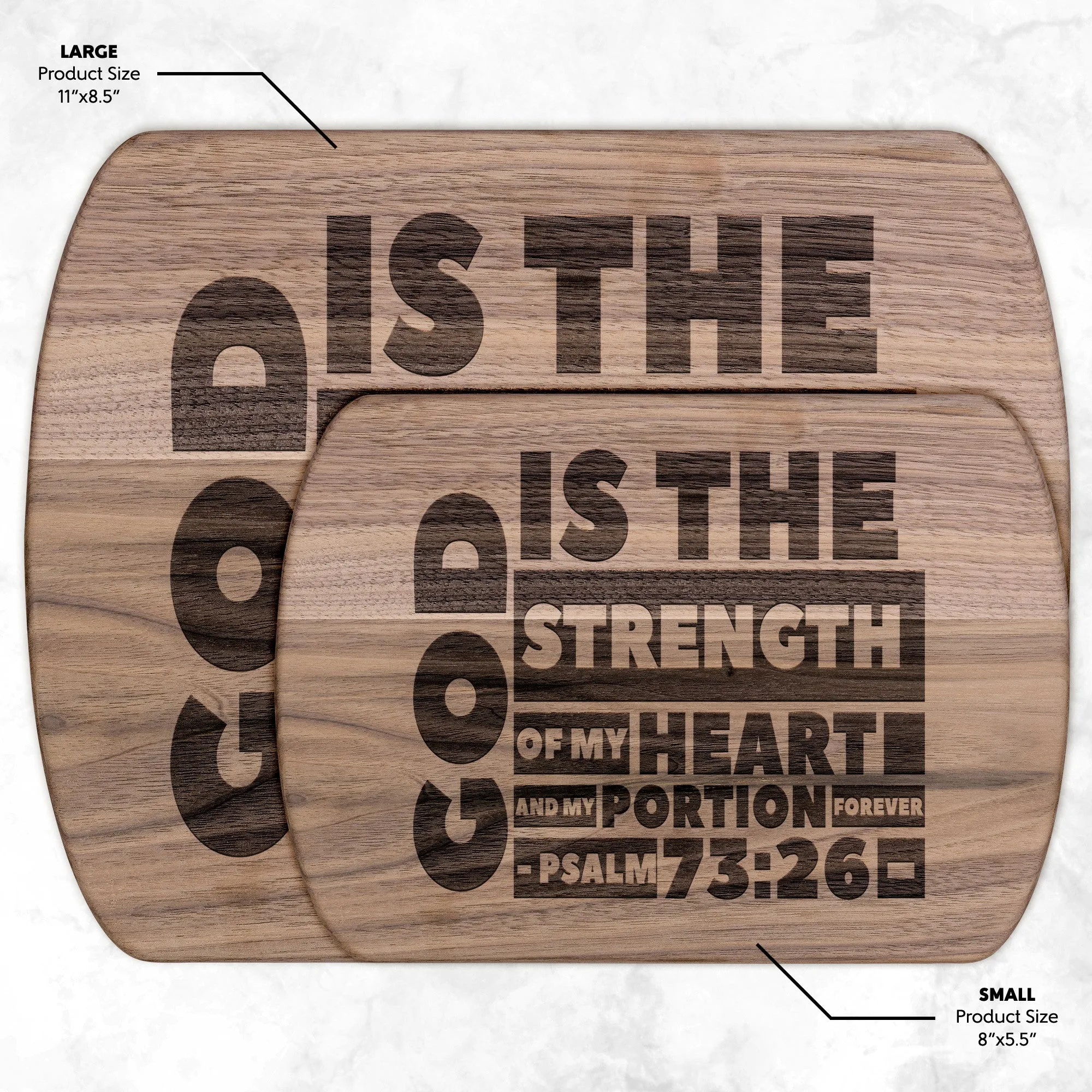 Products Bible Verse Hardwood Oval Cutting Board - God Is The Strength Of My Heart ~Psalm 73:26~ Design 16