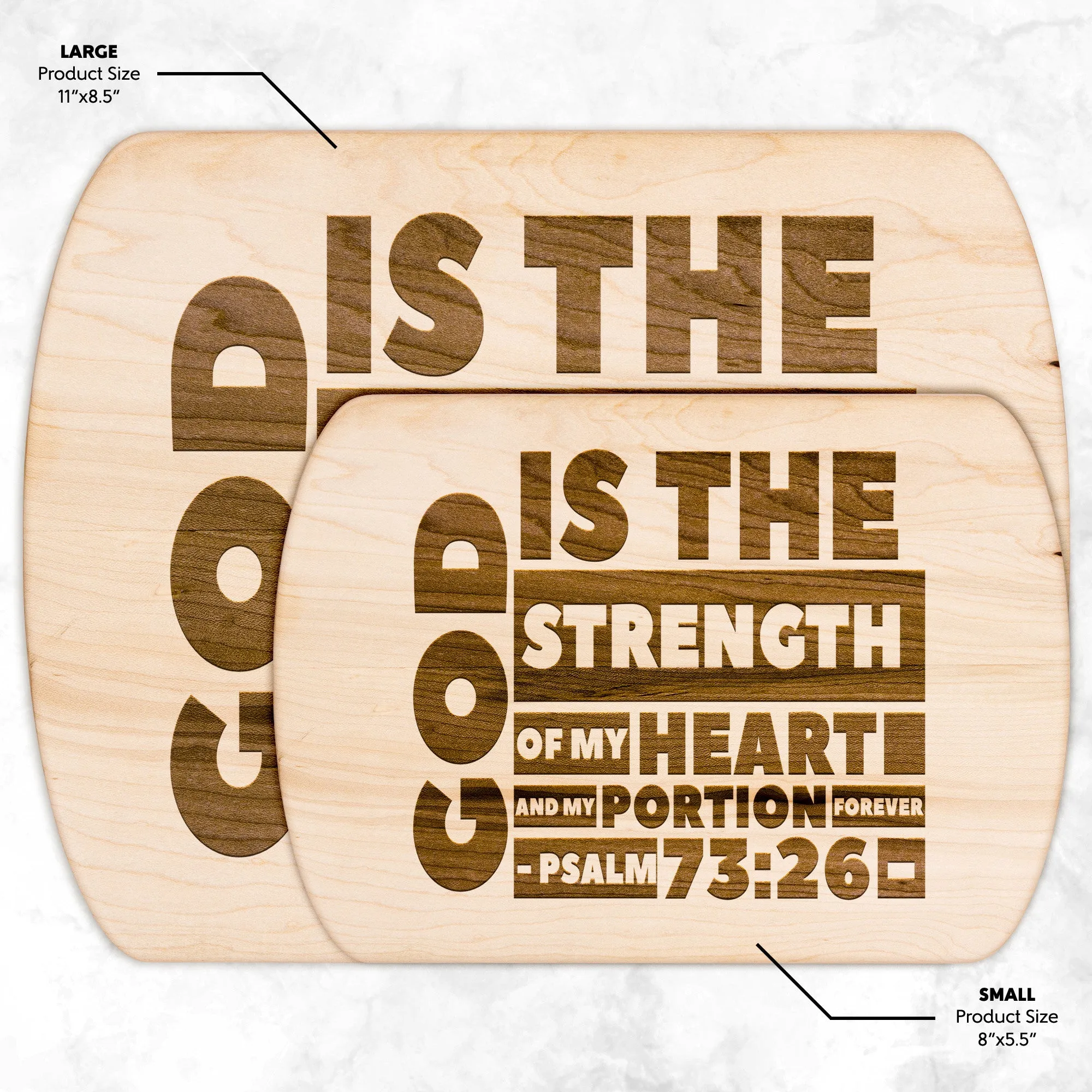 Products Bible Verse Hardwood Oval Cutting Board - God Is The Strength Of My Heart ~Psalm 73:26~ Design 16