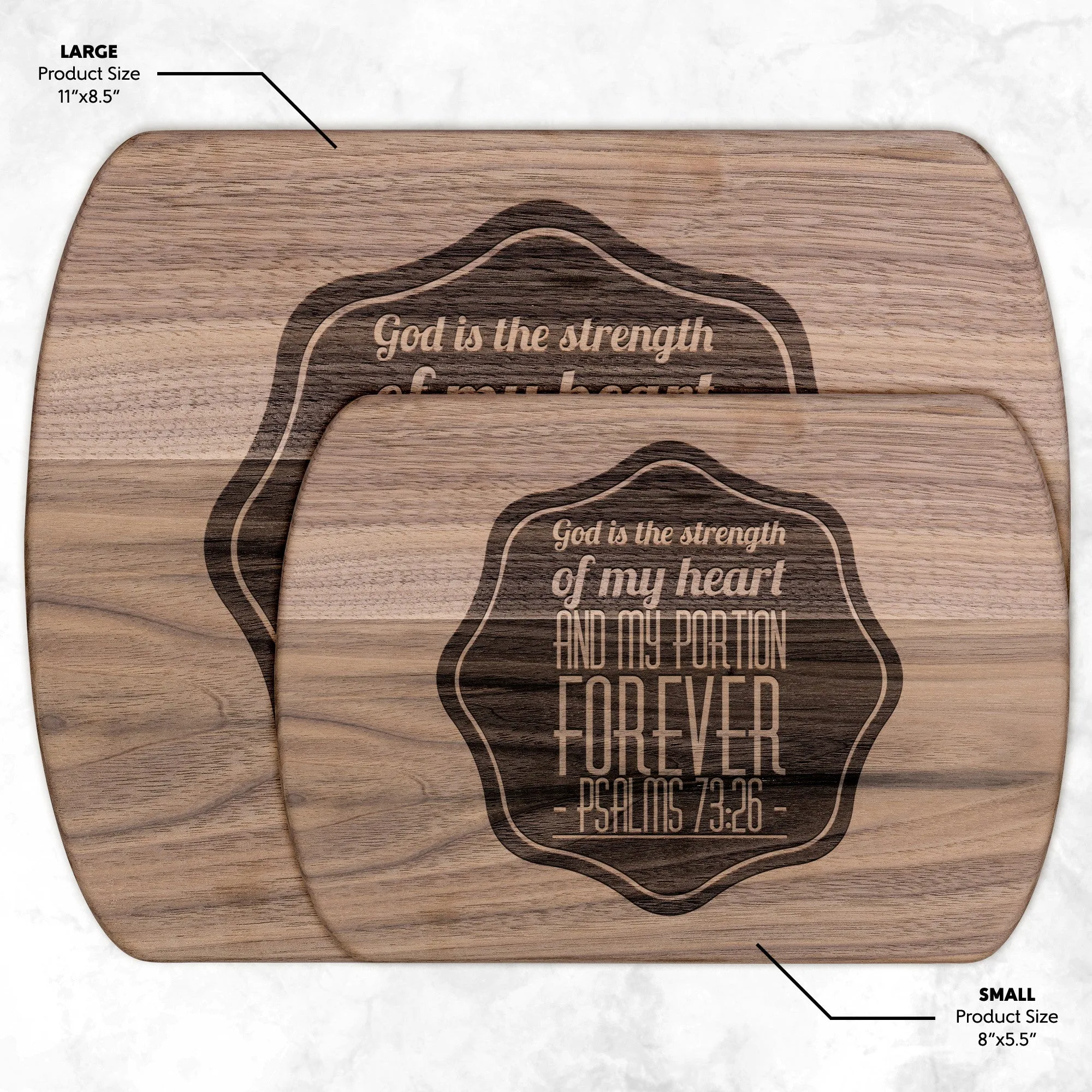 Products Bible Verse Hardwood Oval Cutting Board - God Is The Strength Of My Heart ~Psalm 73:26~ Design 4