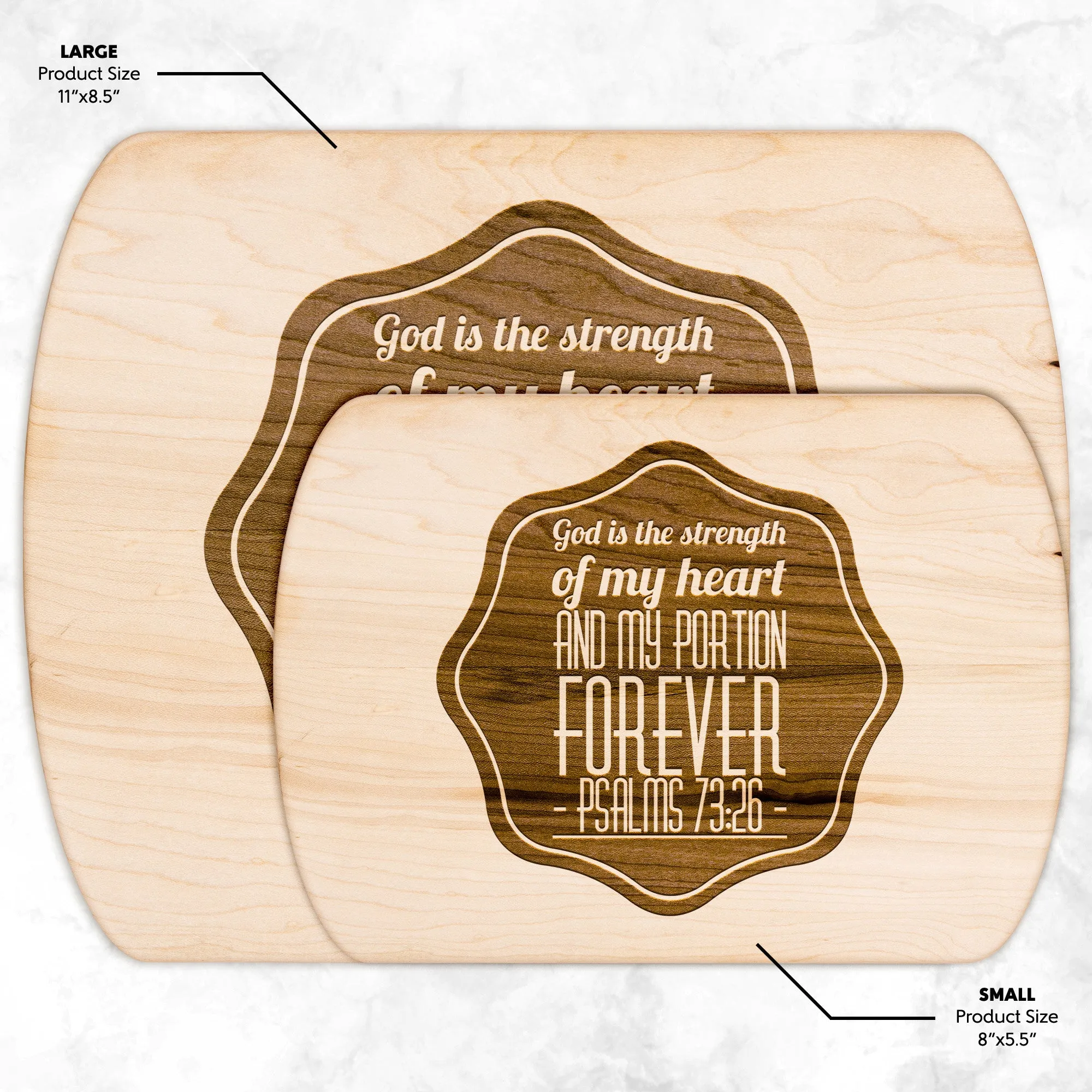 Products Bible Verse Hardwood Oval Cutting Board - God Is The Strength Of My Heart ~Psalm 73:26~ Design 4