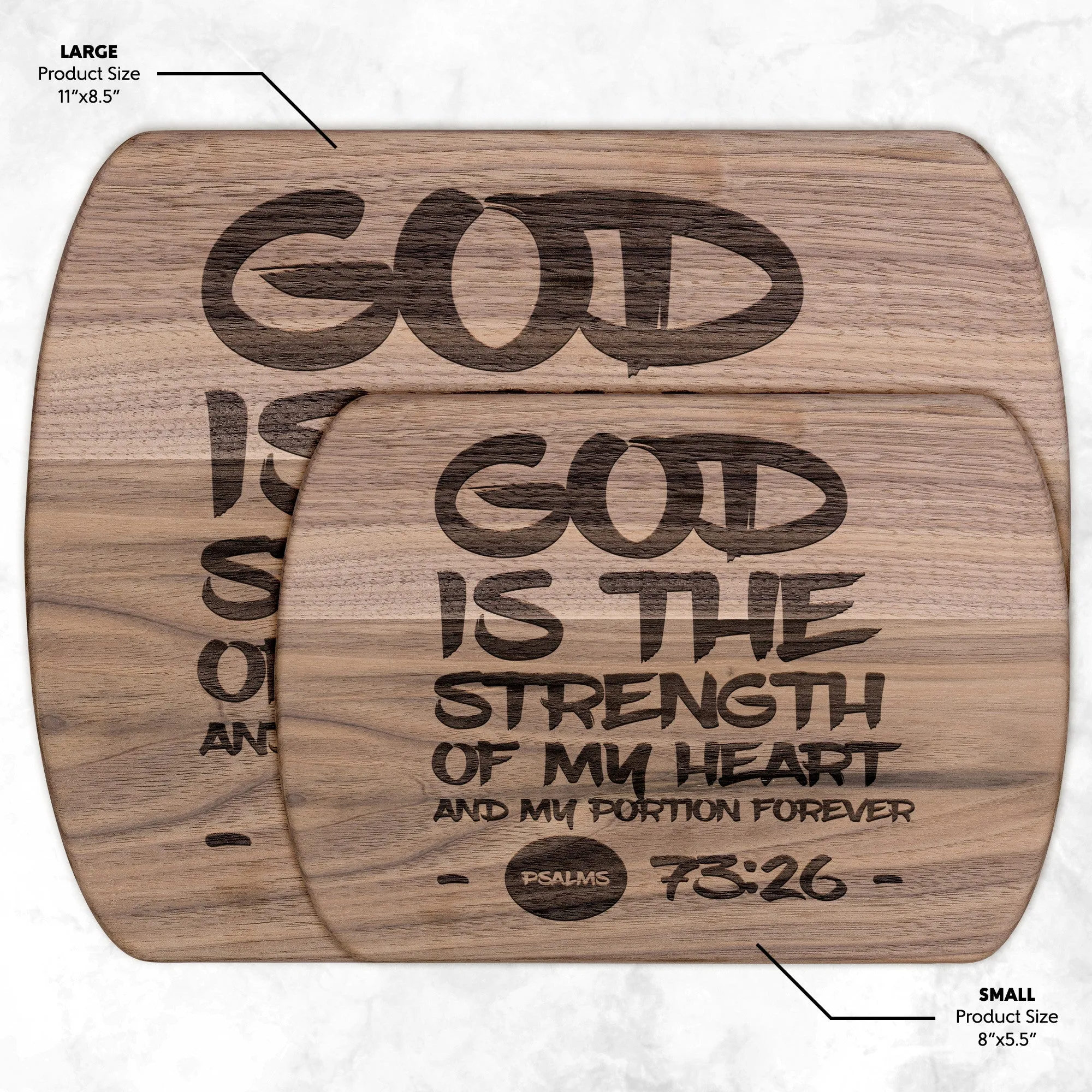 Products Bible Verse Hardwood Oval Cutting Board - God Is The Strength Of My Heart ~Psalm 73:26~ Design 7