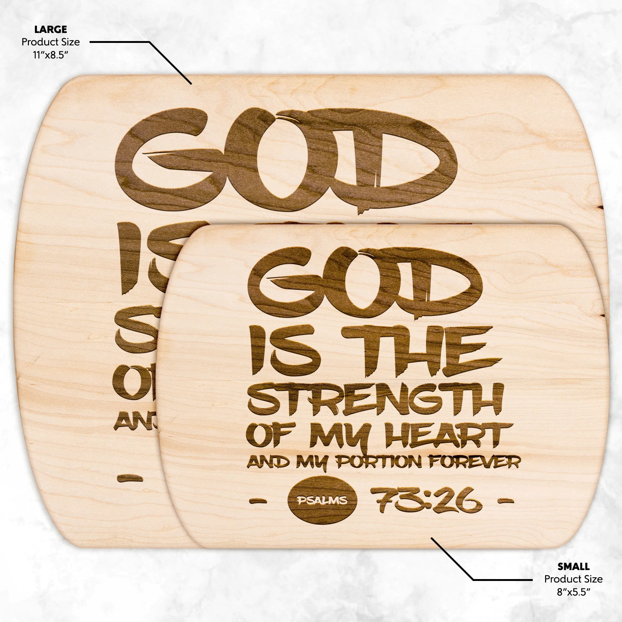 Products Bible Verse Hardwood Oval Cutting Board - God Is The Strength Of My Heart ~Psalm 73:26~ Design 7