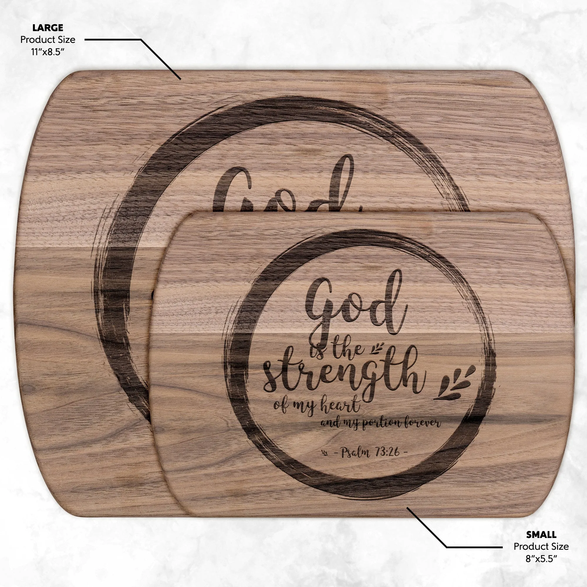 Products Bible Verse Hardwood Oval Cutting Board - God Is The Strength Of My Heart ~Psalm 73:26~ Design 9