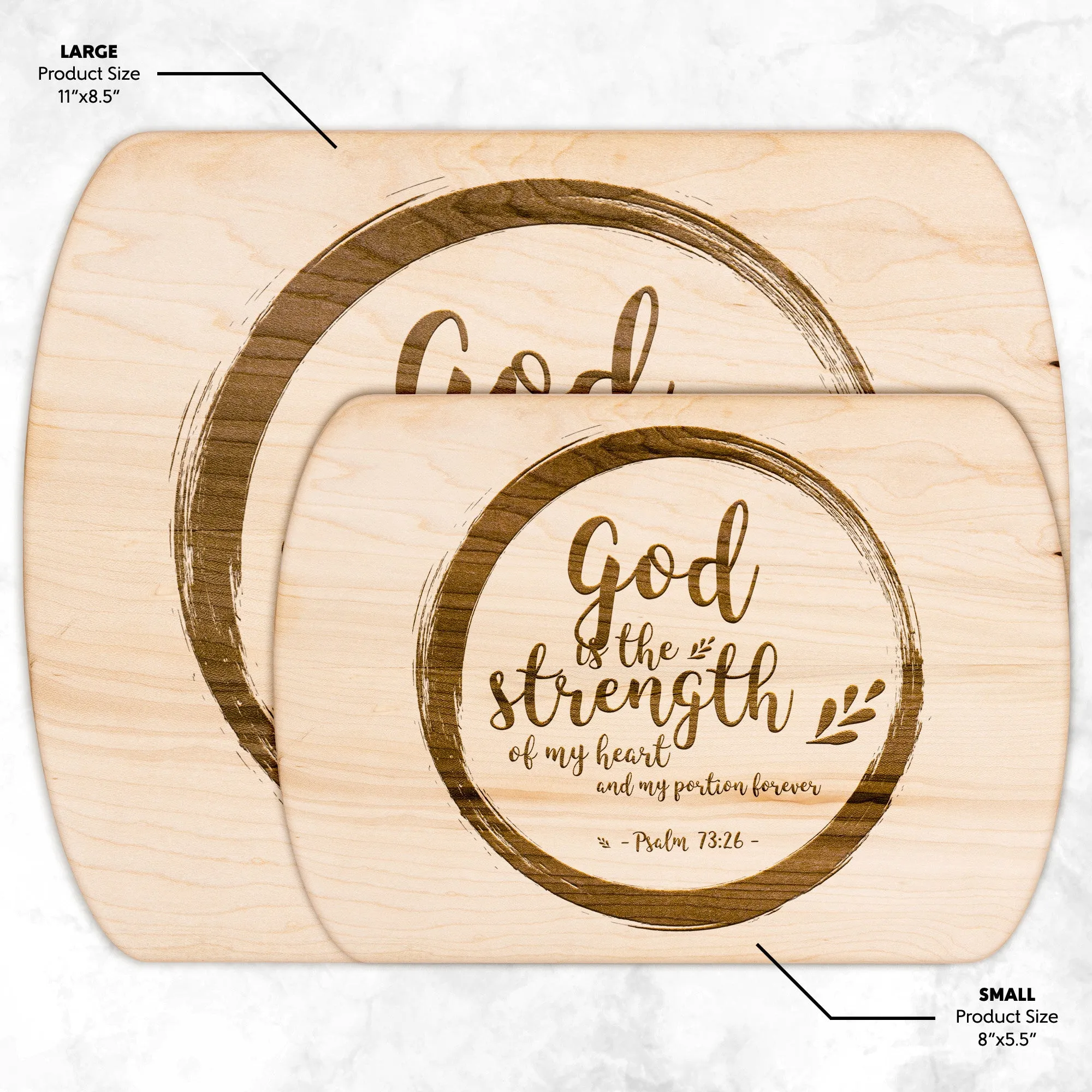 Products Bible Verse Hardwood Oval Cutting Board - God Is The Strength Of My Heart ~Psalm 73:26~ Design 9