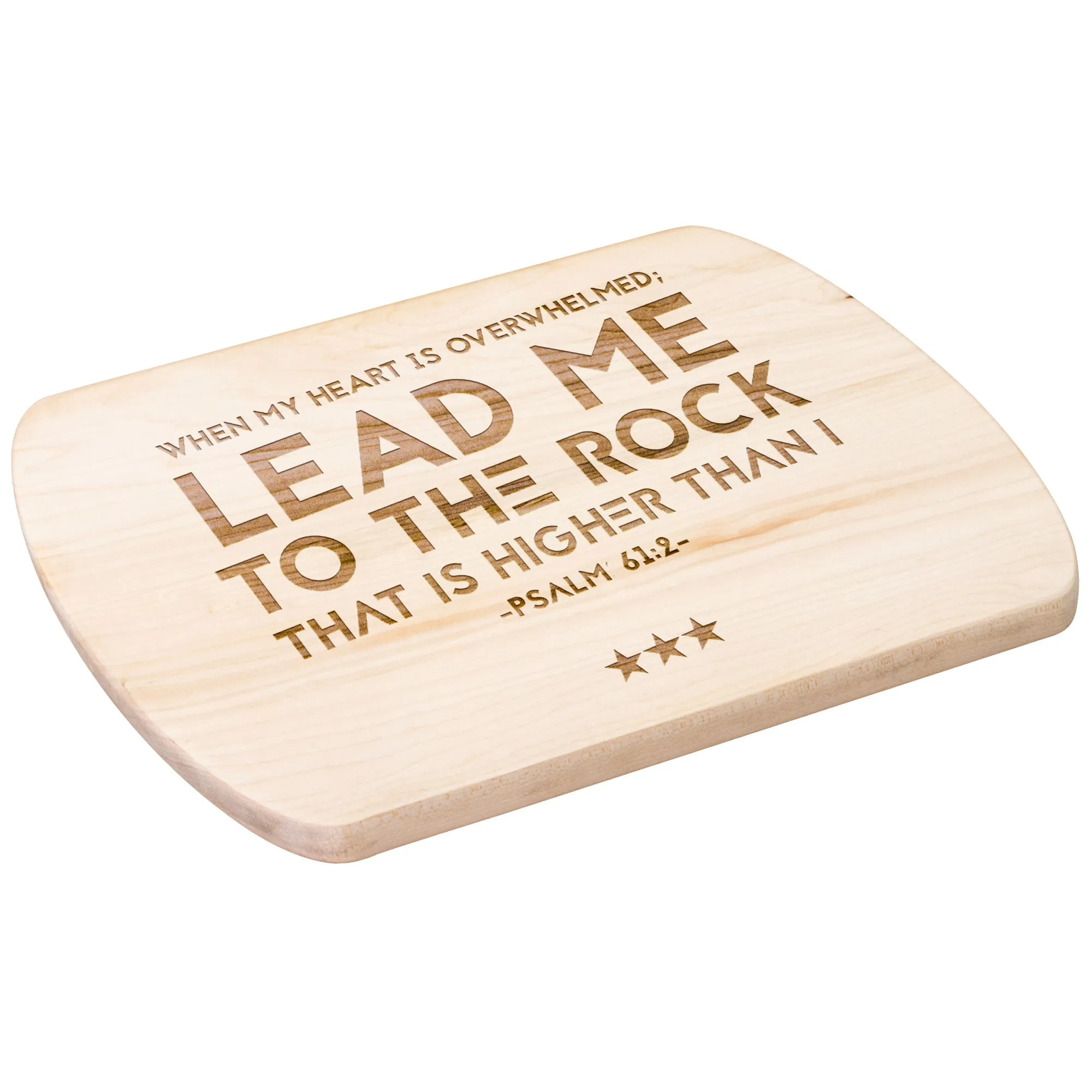 Products Bible Verse Hardwood Oval Cutting Board - Lead Me To The Rock ~Psalm 61:2~ Design 12