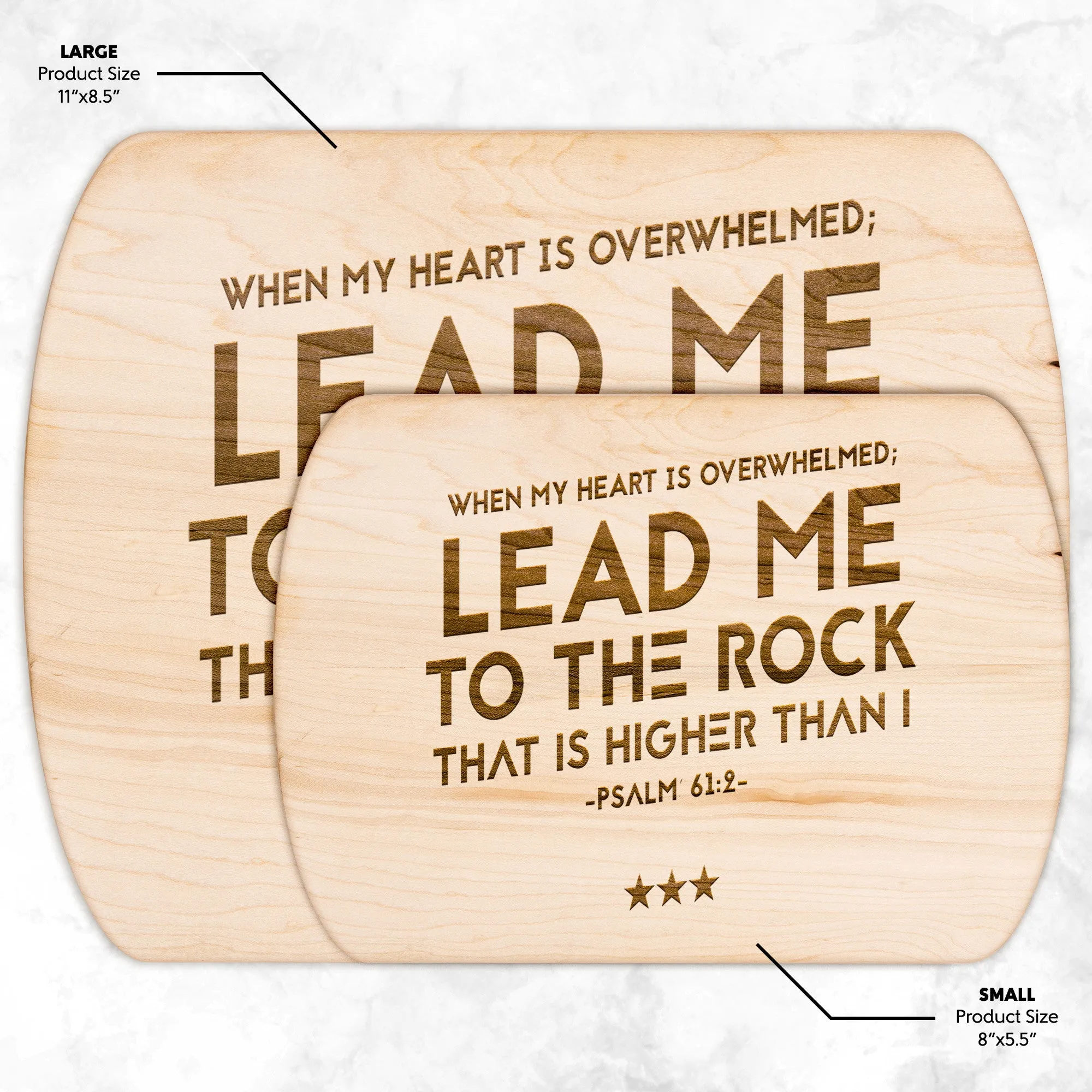 Products Bible Verse Hardwood Oval Cutting Board - Lead Me To The Rock ~Psalm 61:2~ Design 12