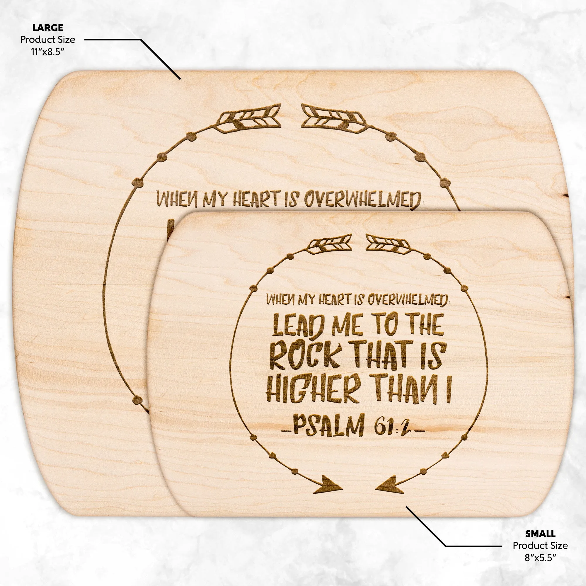 Products Bible Verse Hardwood Oval Cutting Board - Lead Me To The Rock ~Psalm 61:2~ Design 8