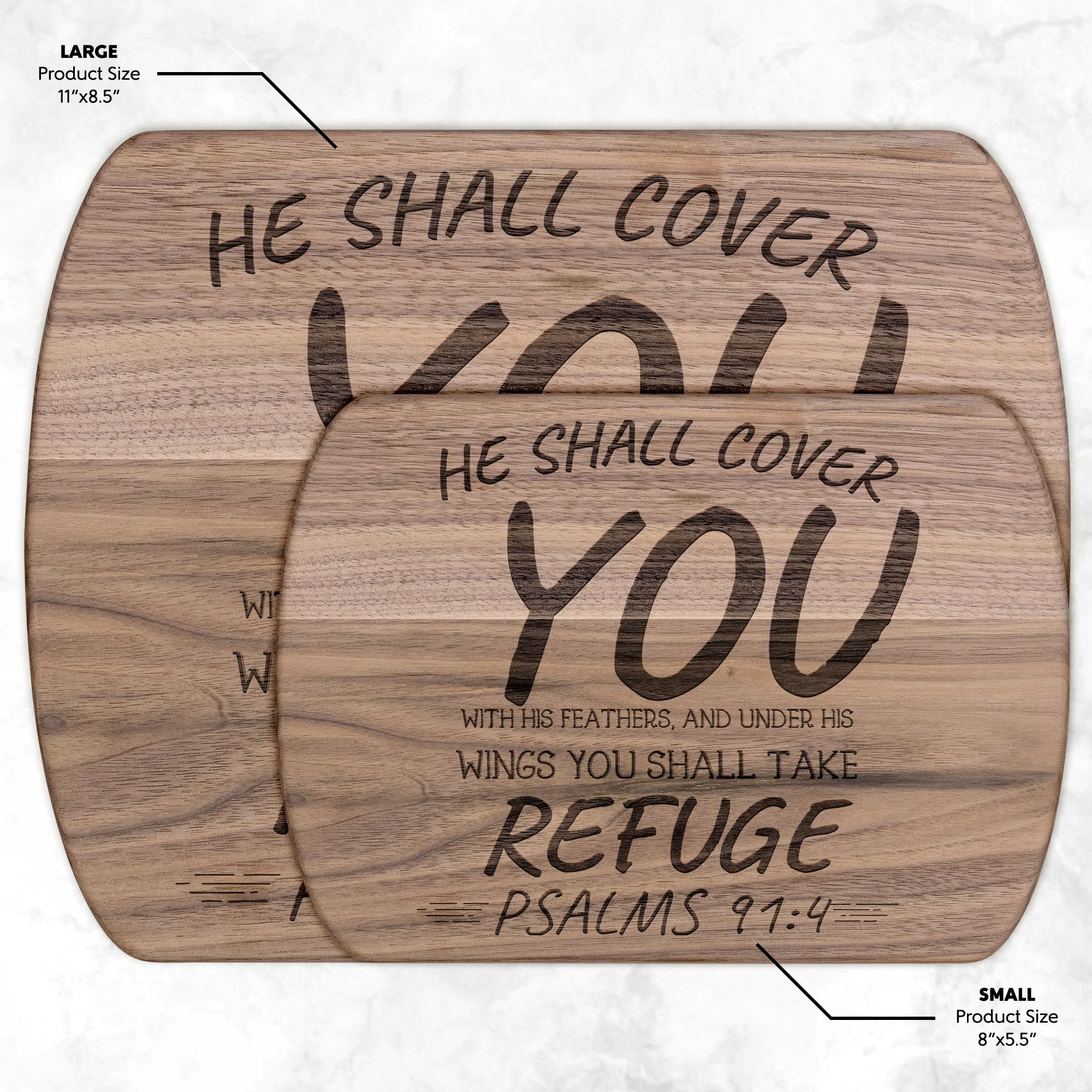 Products Bible Verse Hardwood Oval Cutting Board - Under His Wings You Shall Take Refuge ~Psalm 91:4~ Design 10