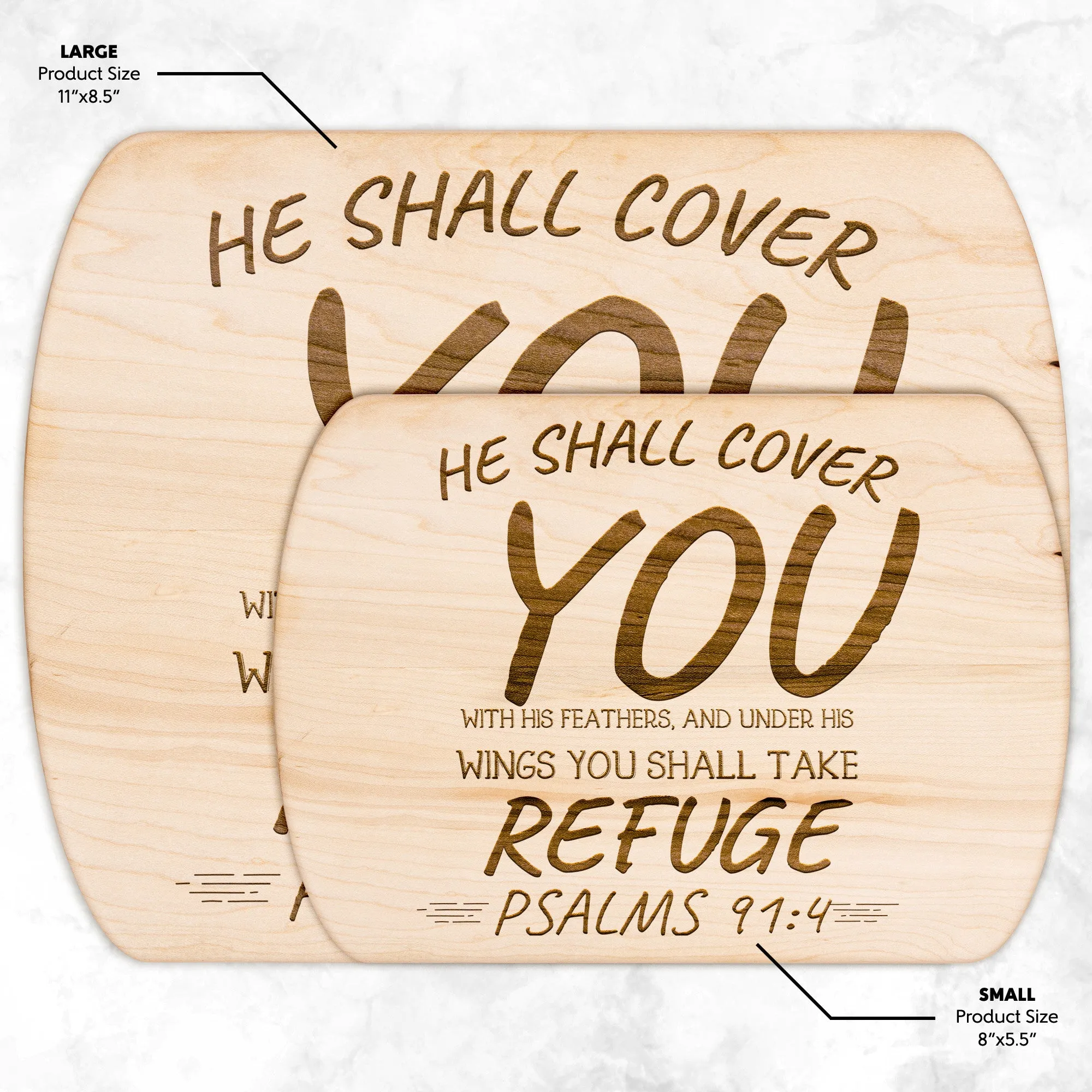 Products Bible Verse Hardwood Oval Cutting Board - Under His Wings You Shall Take Refuge ~Psalm 91:4~ Design 10