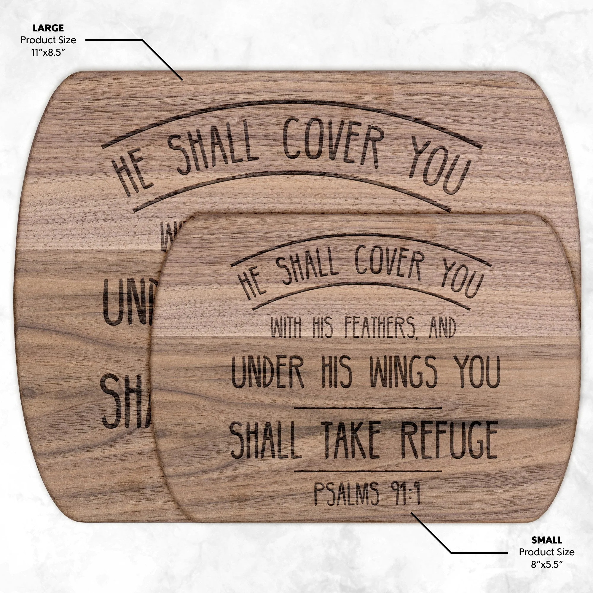 Products Bible Verse Hardwood Oval Cutting Board - Under His Wings You Shall Take Refuge ~Psalm 91:4~ Design 3