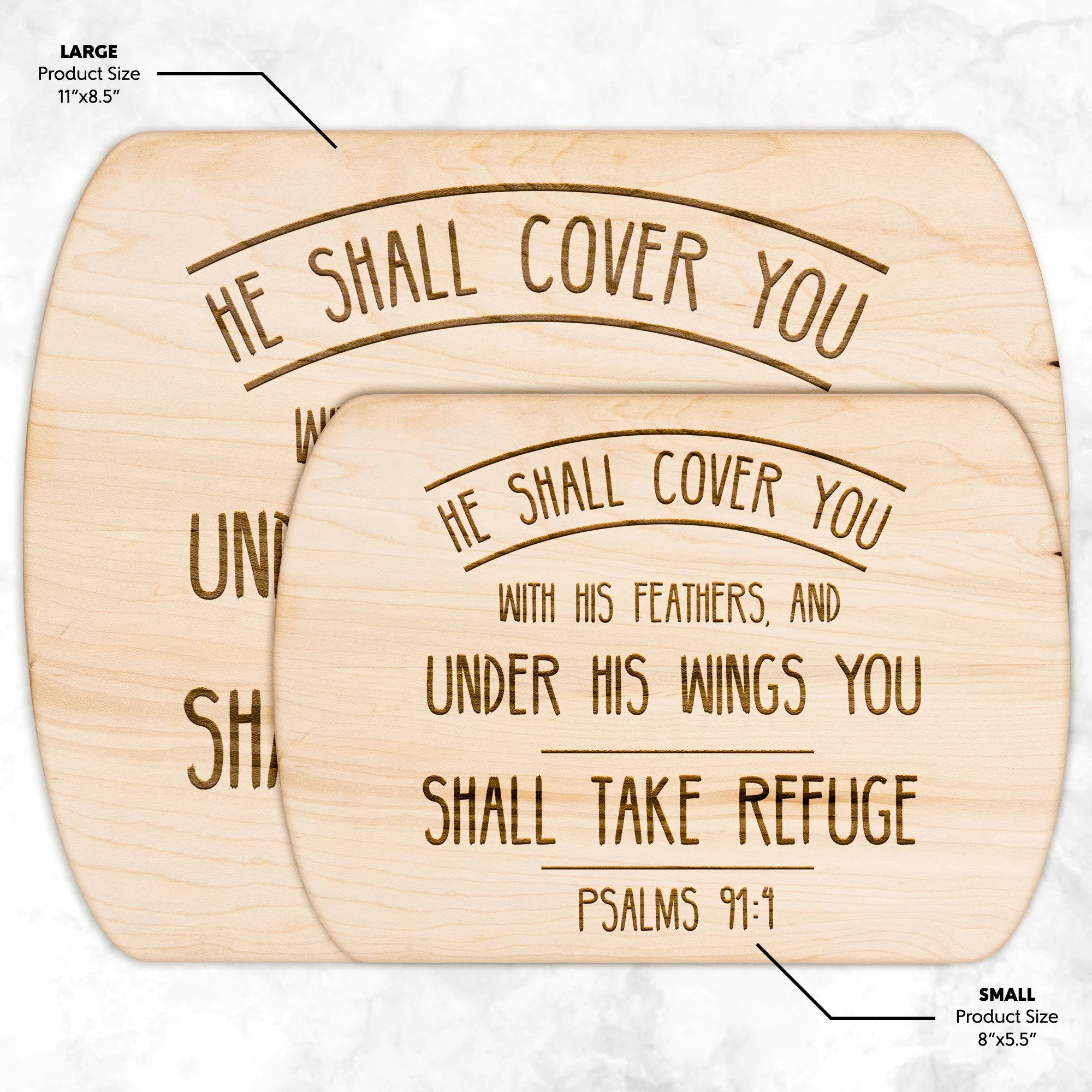 Products Bible Verse Hardwood Oval Cutting Board - Under His Wings You Shall Take Refuge ~Psalm 91:4~ Design 3