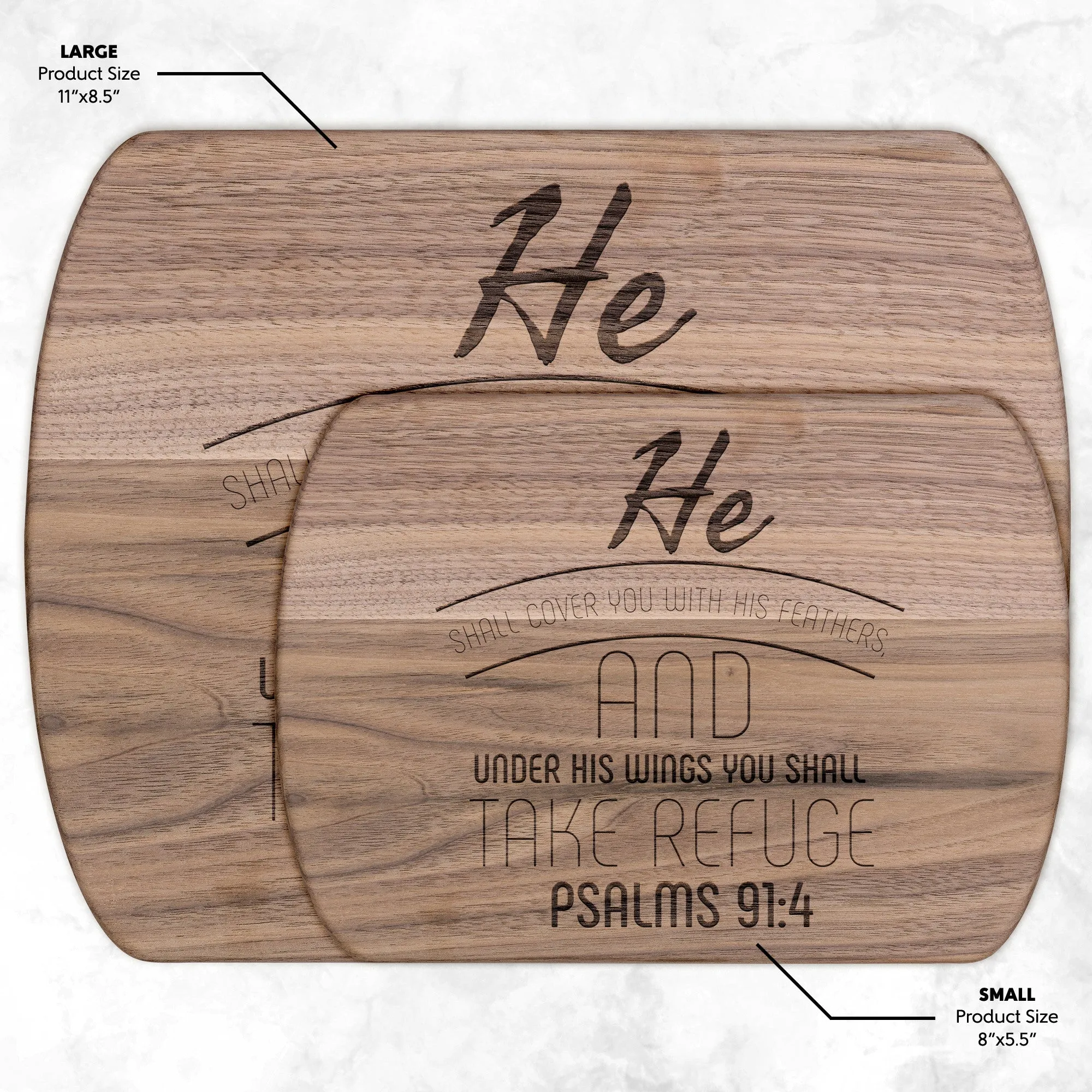 Products Bible Verse Hardwood Oval Cutting Board - Under His Wings You Shall Take Refuge ~Psalm 91:4~ Design 7