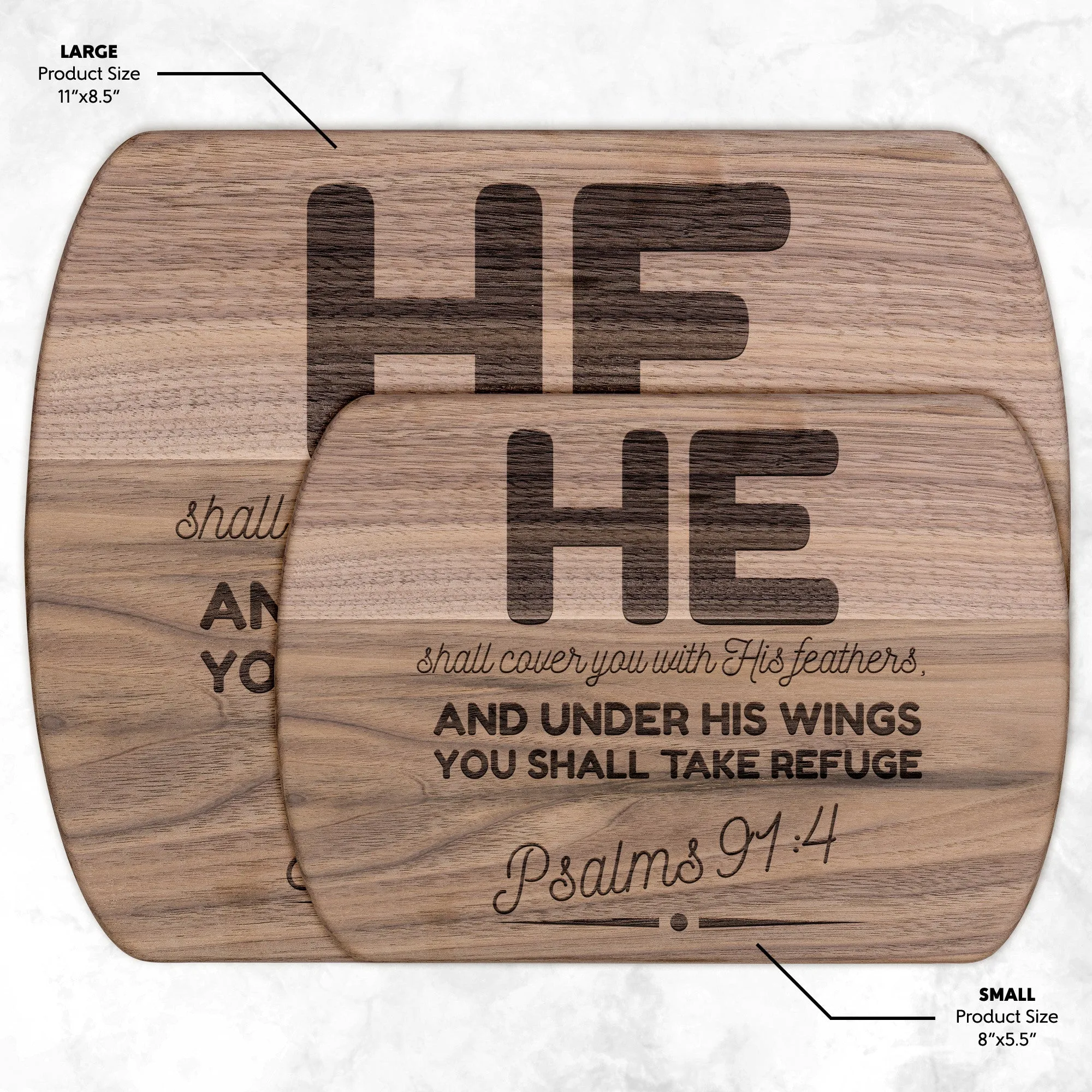 Products Bible Verse Hardwood Oval Cutting Board - Under His Wings You Shall Take Refuge ~Psalm 91:4~ Design 8