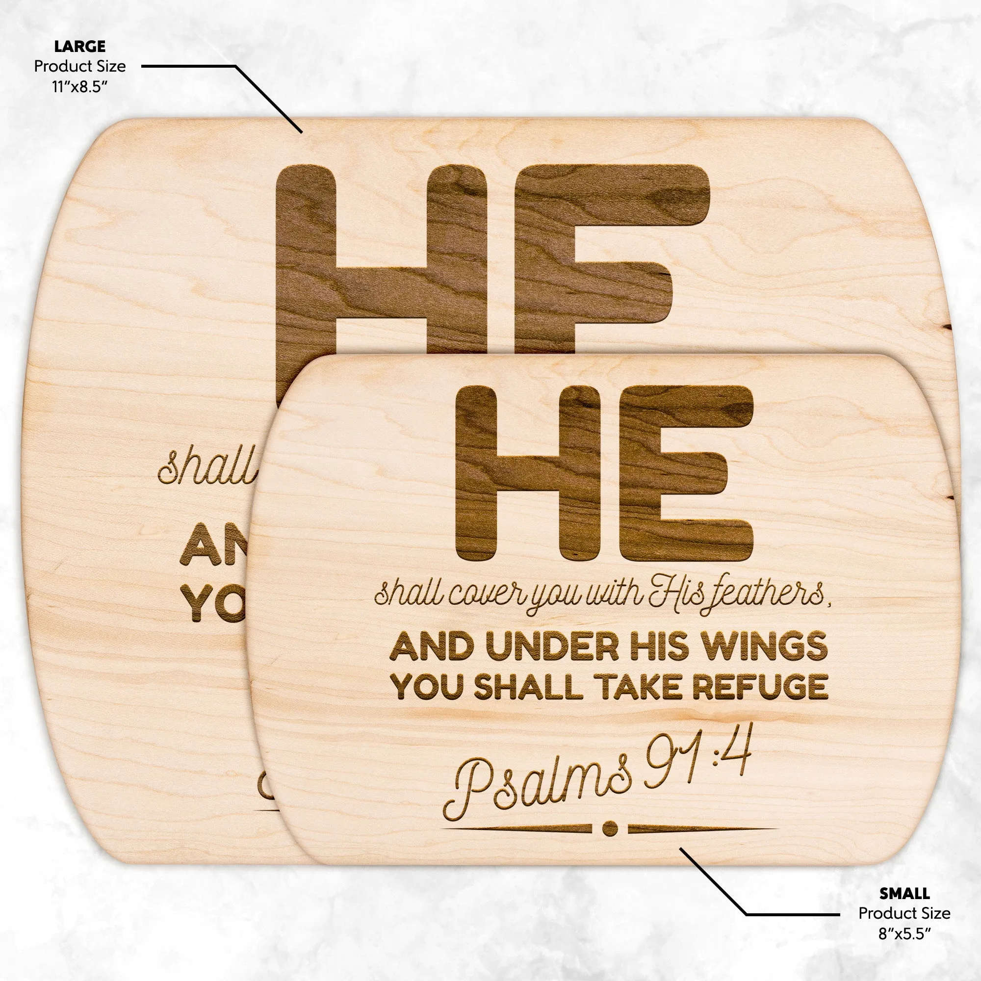 Products Bible Verse Hardwood Oval Cutting Board - Under His Wings You Shall Take Refuge ~Psalm 91:4~ Design 8