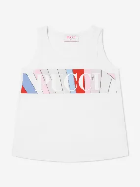 Pucci Girls Sleeveless Logo Top in Ivory