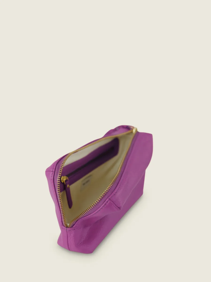 Purple Leather Makeup Bag for Women - Adèle Sorbet Blackcurrant | PAUL MARIUS