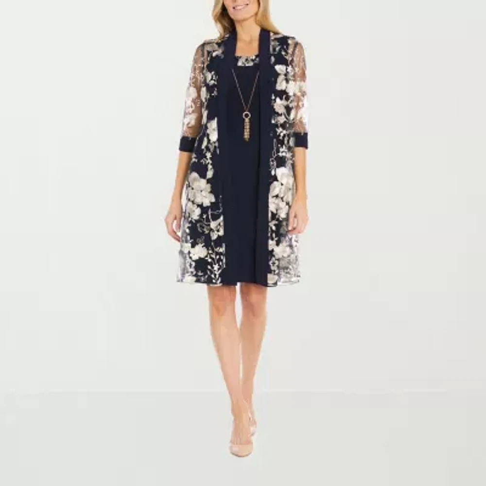 R & M Richards Womens Floral Jacket Dress