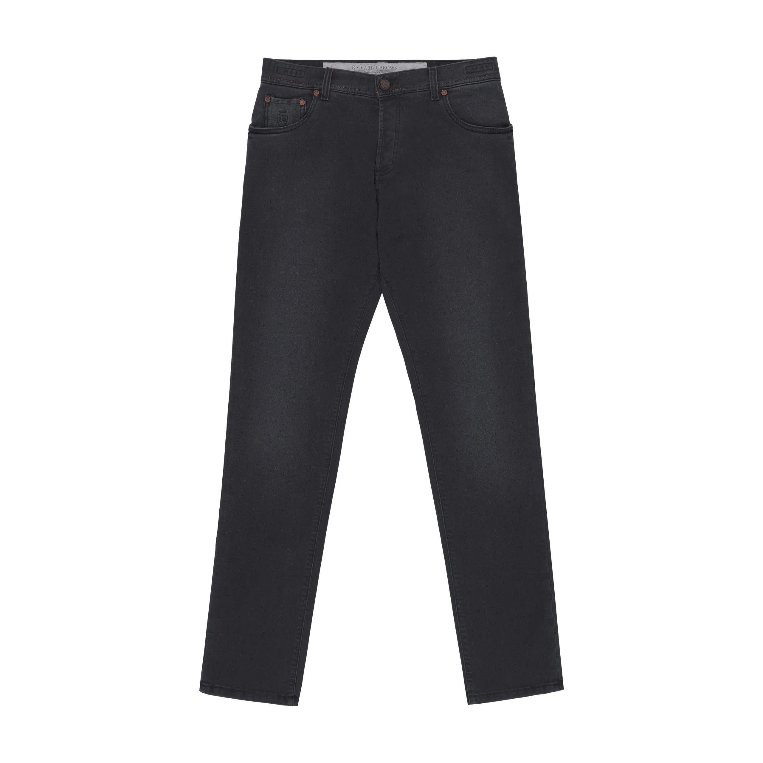  Richard J. Brown Stretch-Cotton Jeans in Dark Grey with Button Fastening