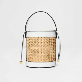 Rimini Leather and Raffia Bucket Bag