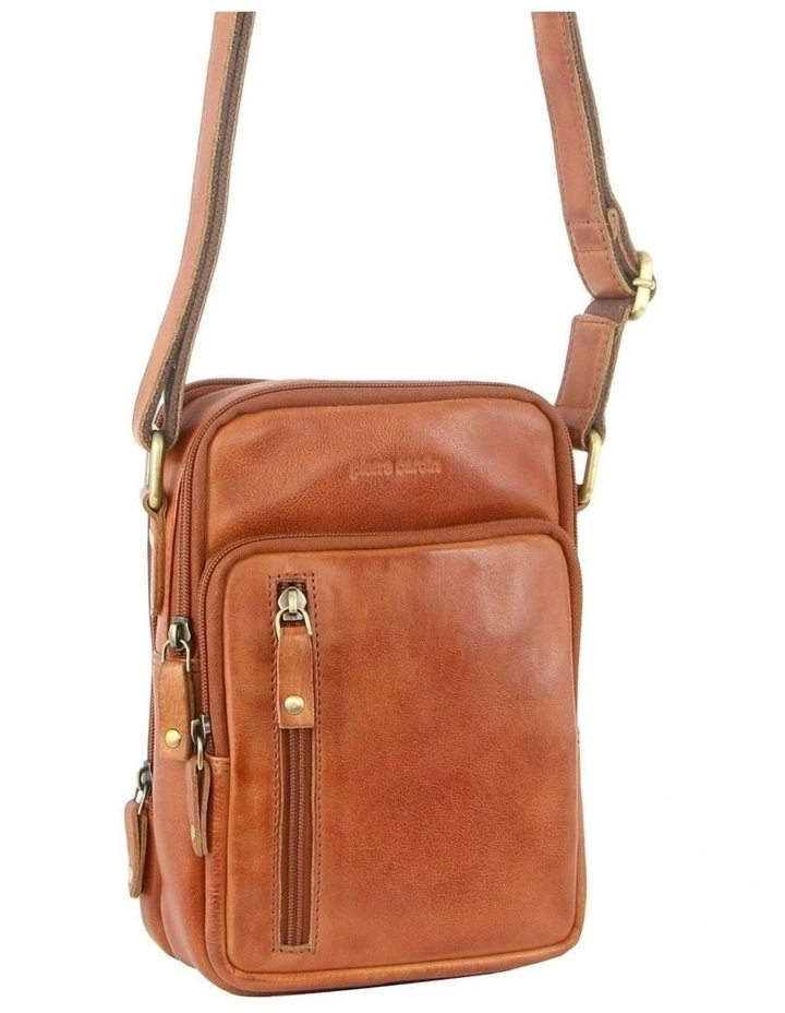 Rustic Leather Cross-Body Bag in Cognac