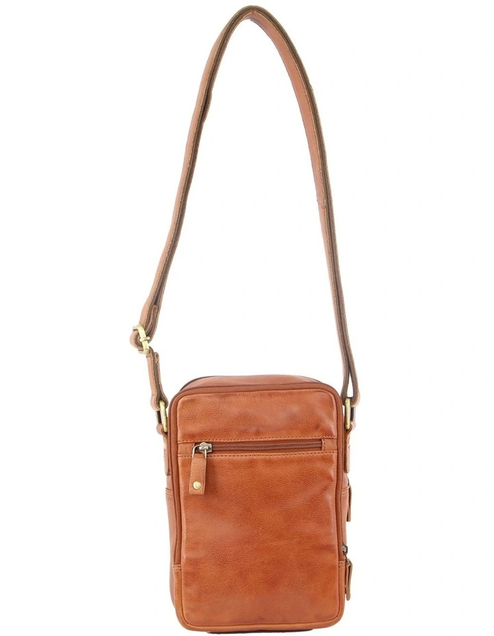 Rustic Leather Cross-Body Bag in Cognac