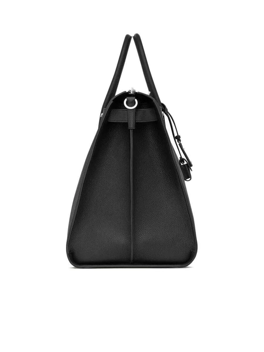 Sac De Jour 48H Black Grained Leather Duffle Bag