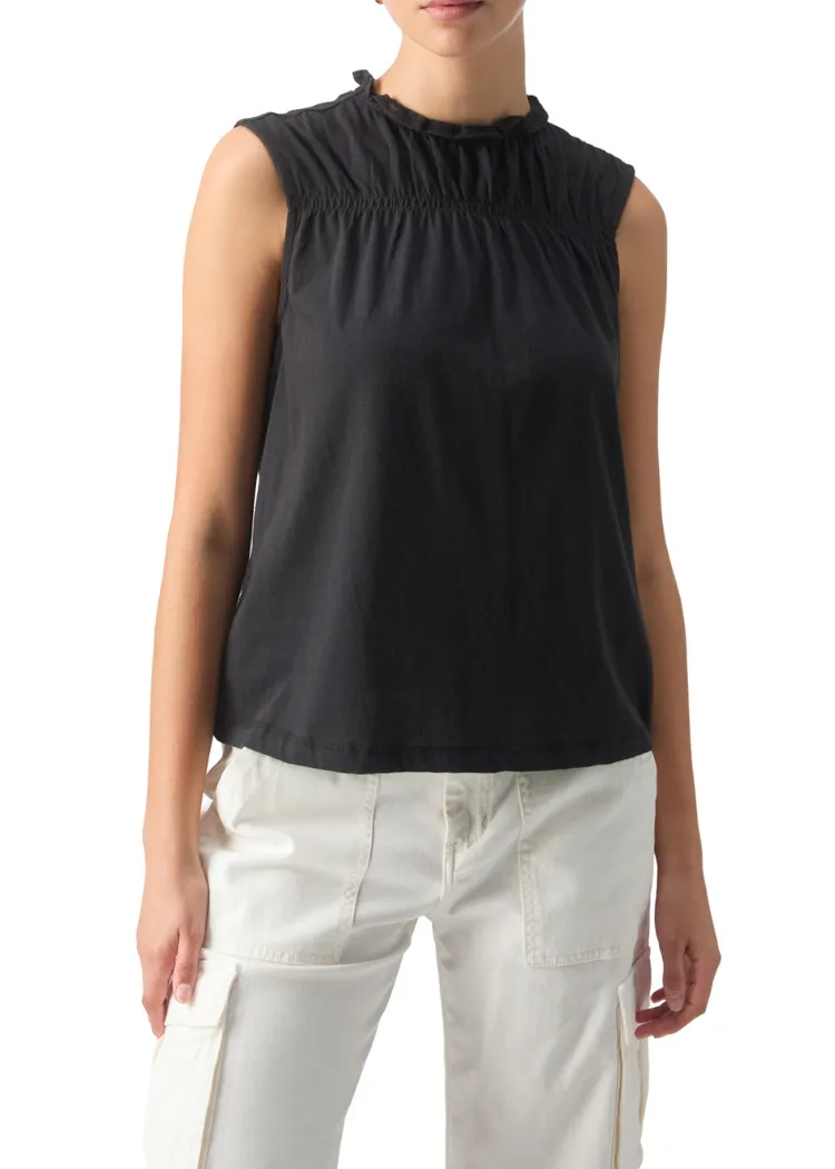 Sanctuary Sleeveless Shirred Top - Black ***FINAL SALE***