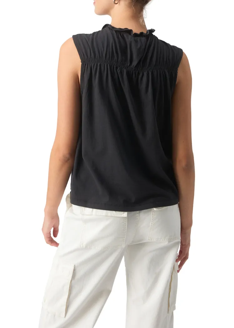 Sanctuary Sleeveless Shirred Top - Black ***FINAL SALE***