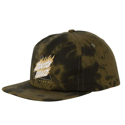 Santa Cruz Skateboards Hat Flamed Not a Dot Snapback Olive Wash