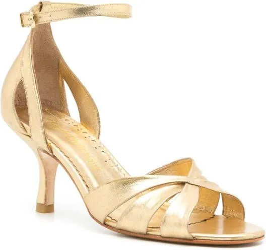 Sarah Chofakian Tunnel metallic sandals Gold