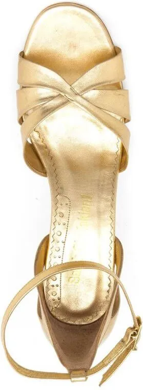 Sarah Chofakian Tunnel metallic sandals Gold