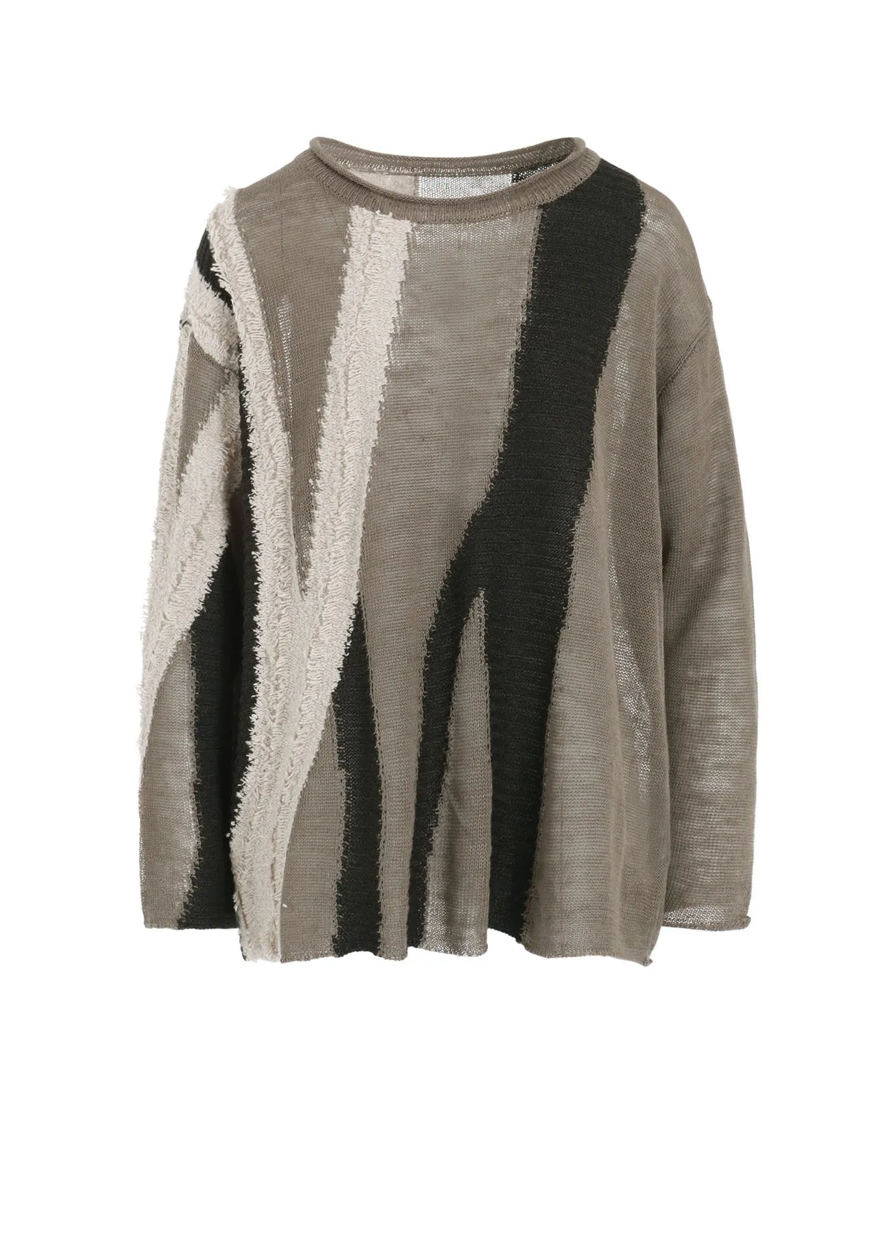 SHEER INTERSIA JACQUARD CREW NECK RELAXED PULLOVER