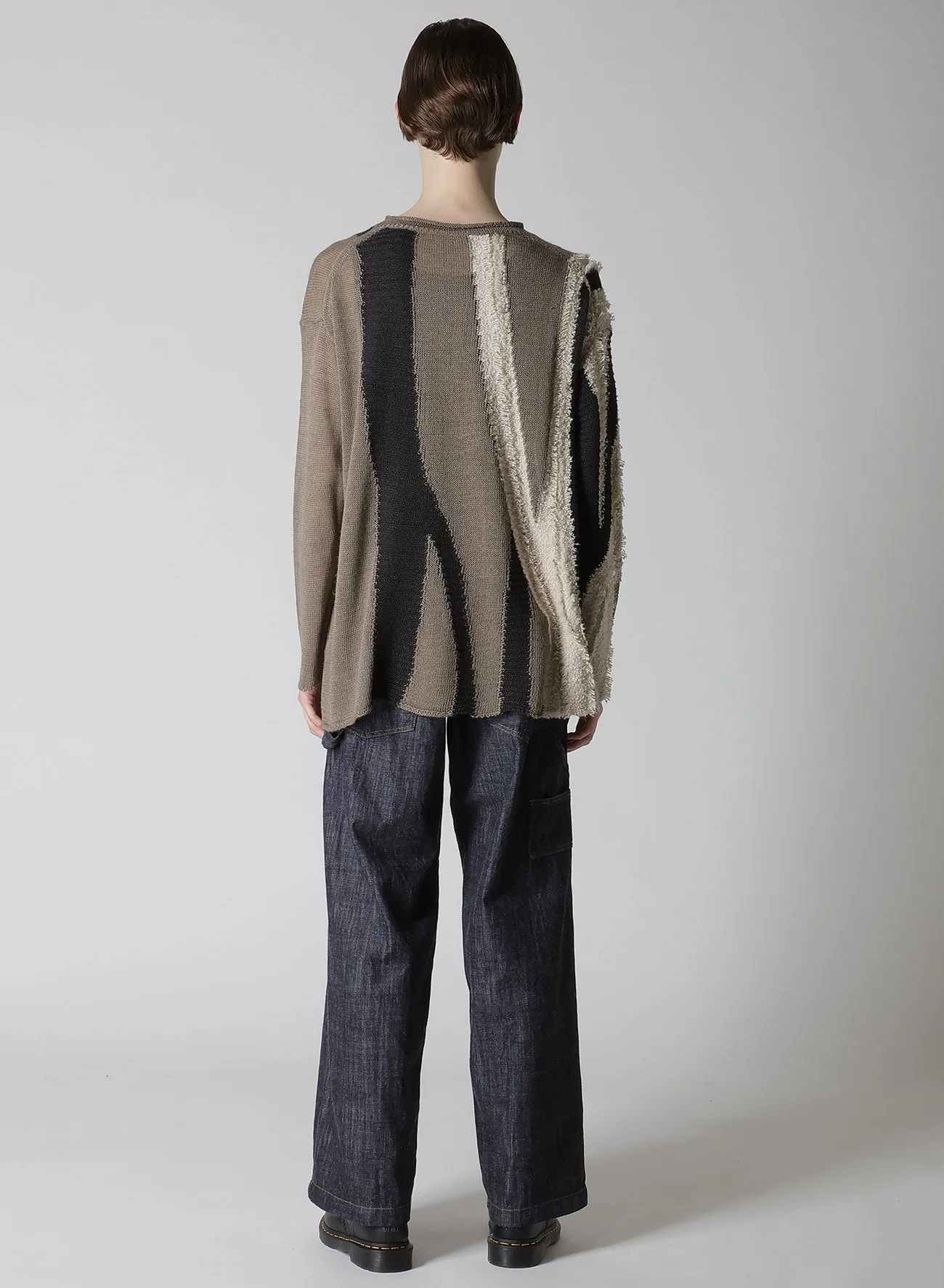 SHEER INTERSIA JACQUARD CREW NECK RELAXED PULLOVER