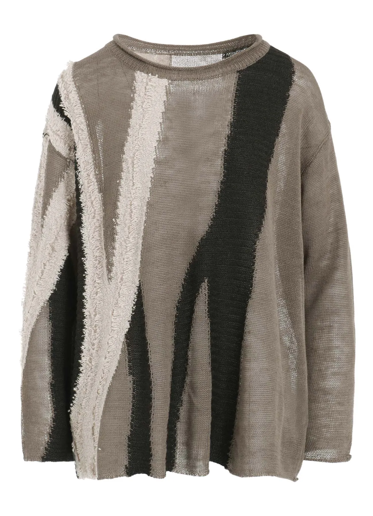 SHEER INTERSIA JACQUARD CREW NECK RELAXED PULLOVER