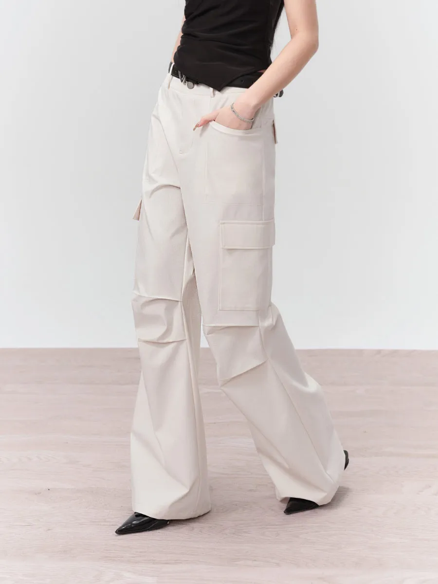 Side-Pocket Plain Simple Loose Wide-Pants