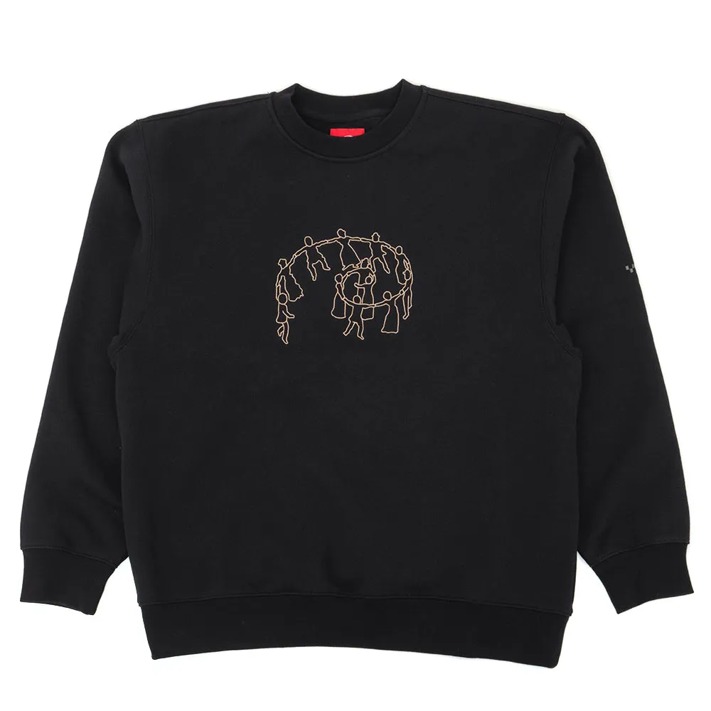 Skate Hold Hands Pullover Crewneck Sweatshirt (Black) VBU