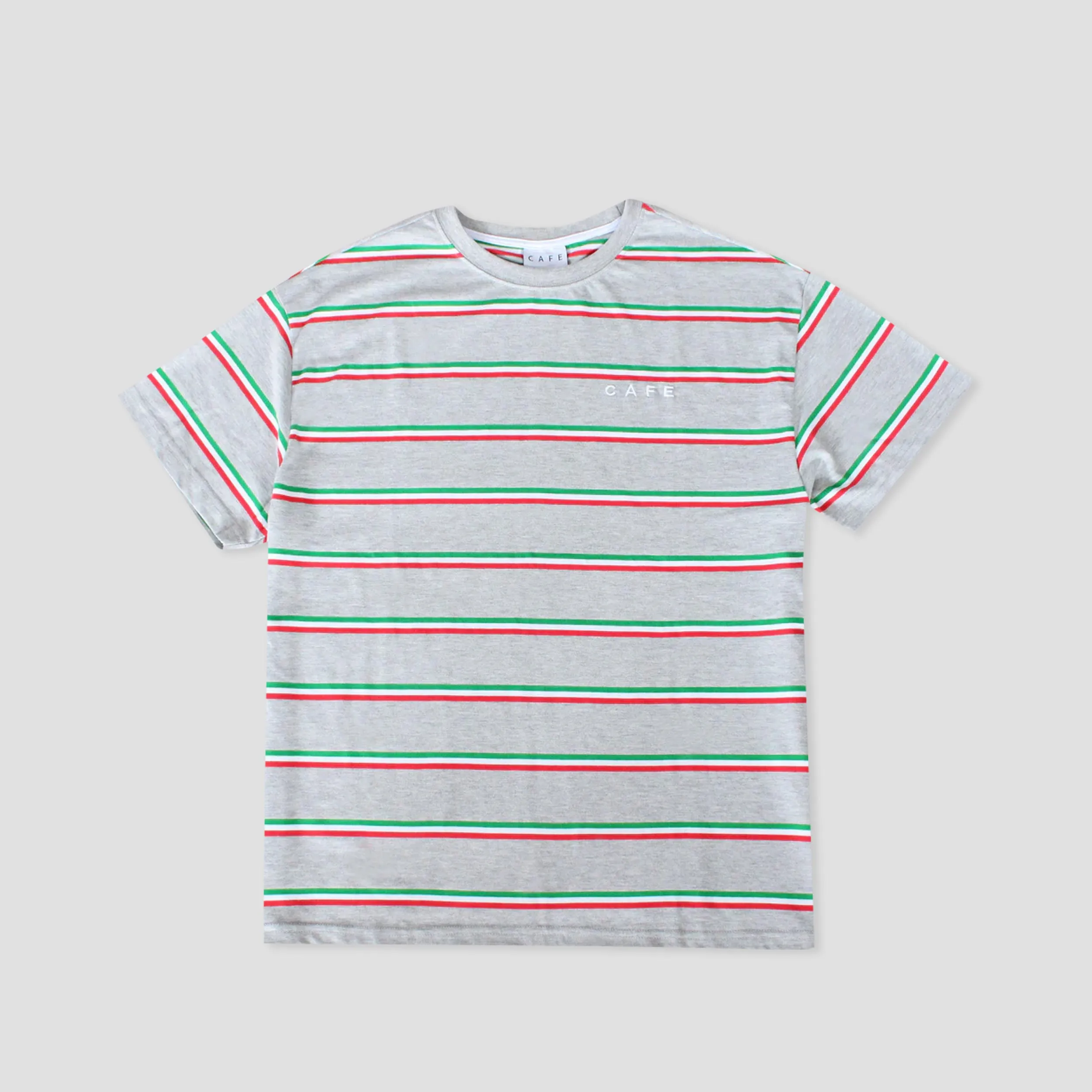 Skateboard Cafe Stripe T-Shirt Grey Green