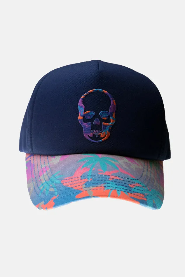 Skull Embroidered Cap Blue