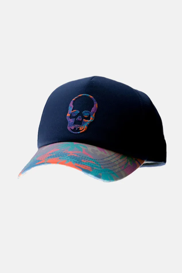 Skull Embroidered Cap Blue