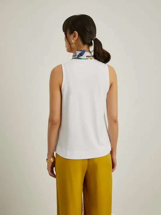 Sleeveless top with tropical ribbon