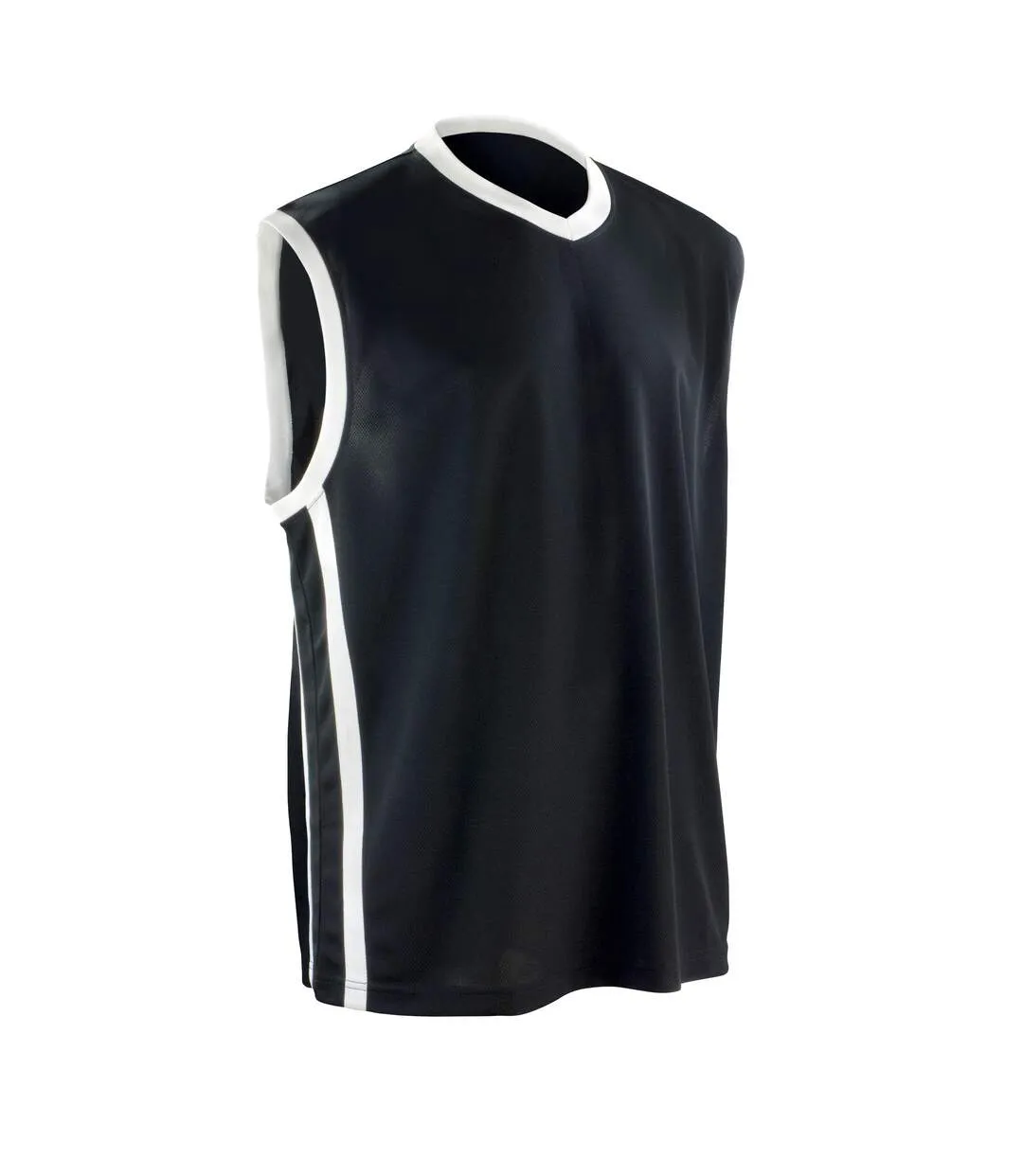 Spiro Mens Basketball Quick Dry Sleeveless Top (Black / White) - UTRW4778