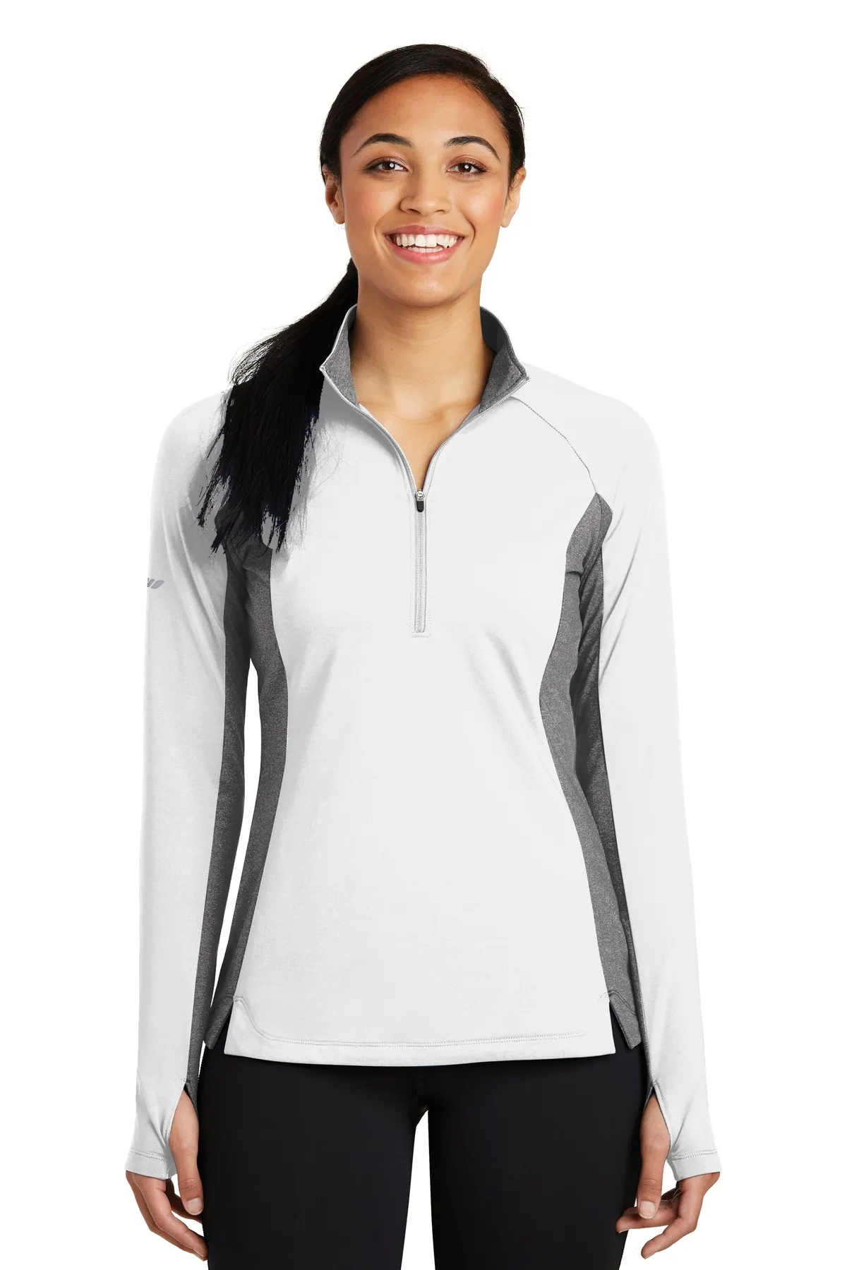 Sport-Tek  Ladies Sport-Wick  Stretch Contrast 1/2-Zip Pullover. LST854